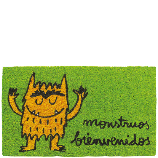 Doormat "monstruos bienvenidos" green