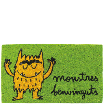 Doormat "monstres benvinguts" green