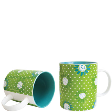 Taza "flores" verde