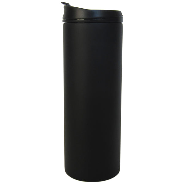 Double wall Vacuum Flask for liquids 400ml. Black Stainless steel & anti-drip cap