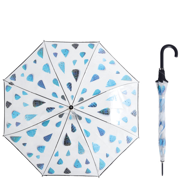 Parapluie "gouttes de pluie" avec manche en acier