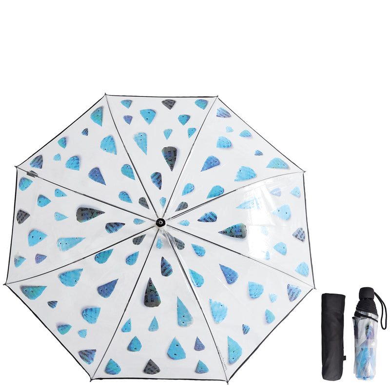 Parapluie "mini gouttes de pluie" transparent avec manche en acier
