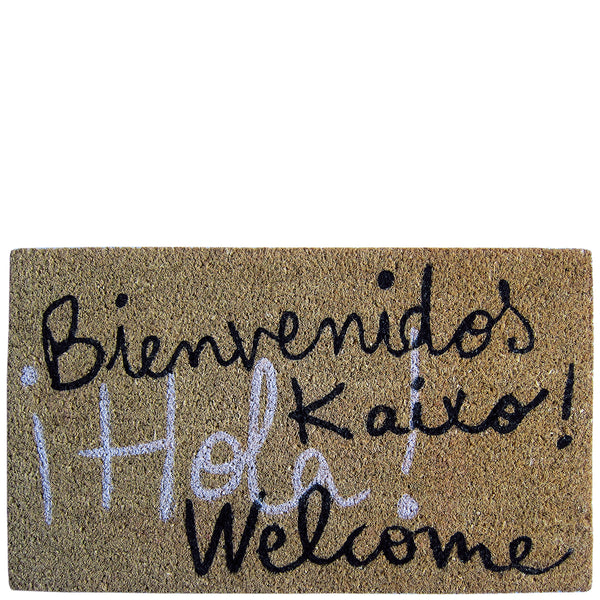Doormat "bienvenidos kaixo hola welcome" brown