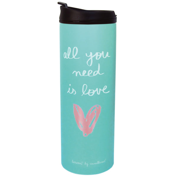 Double wall Vacuum Flask for liquids 400ml. "all you need is love" Stainless steel & anti-drip cap