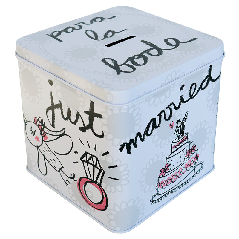 Metal coin box "just married"