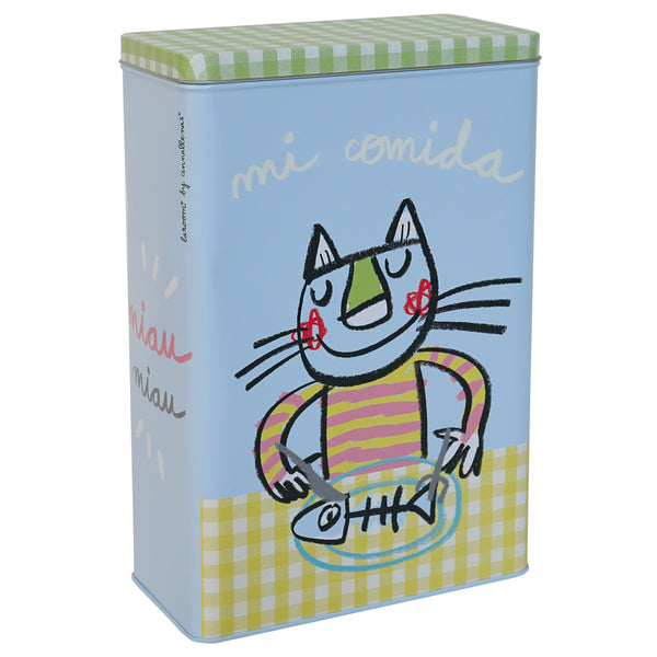 Metal box "mi comida" for cats big blue
