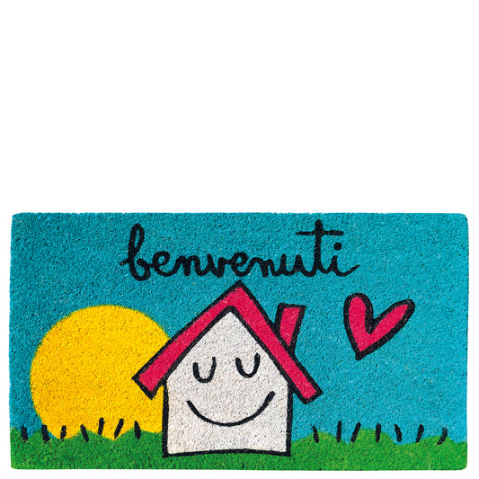 Doormat house & sun "benvenuti"