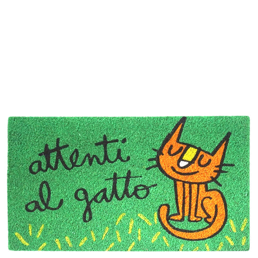 Felpudo verde "attenti al gatto"